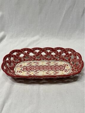 Temp-Tations By Tara Old World Red Lattice Bread Basket